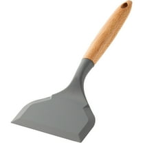 Hemoton Wide Edge Silicone Turner with Wooden Handle Essential Kitchen Spatula Set for Home Cooking Grey