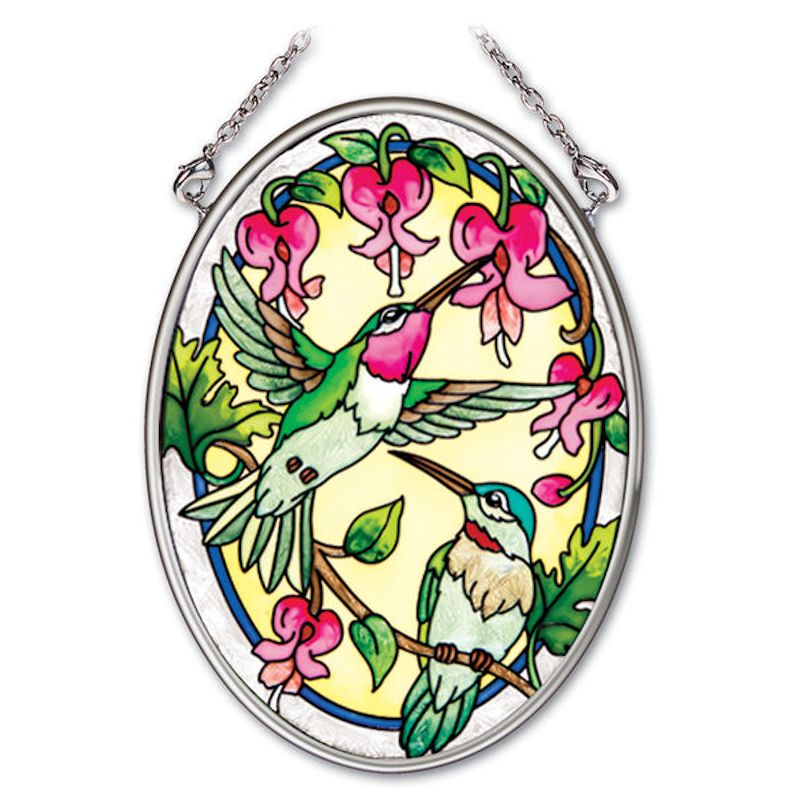 Amia Studios 41975 Traditional Hummingbirds Small Oval Suncatcher