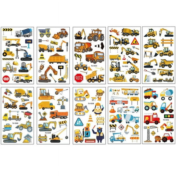10-Piece Set of Engineering Car Waterproof New Cool Temporary Cartoon Stickers