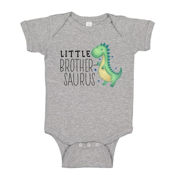 Little Brothersaurus Dinosaur Baby Bodysuit One Piece NB Athletic Heather