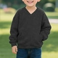 thumbnail image 5 of Boys Girls V-Neck Sweatshirt with Pocket, Kids Long Sleeve Thin Fleece Pullover Tops for Sports Casual Girls Hooded Jacket Dark Gray 2Y, 5 of 8