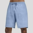 thumbnail image 4 of MIXUE Mens Shorts Summer Solid Color Elastic Waist Drawstring Casual Athletic Running Gym Loose Fit Beach Streetwear,Blue,M, 4 of 4