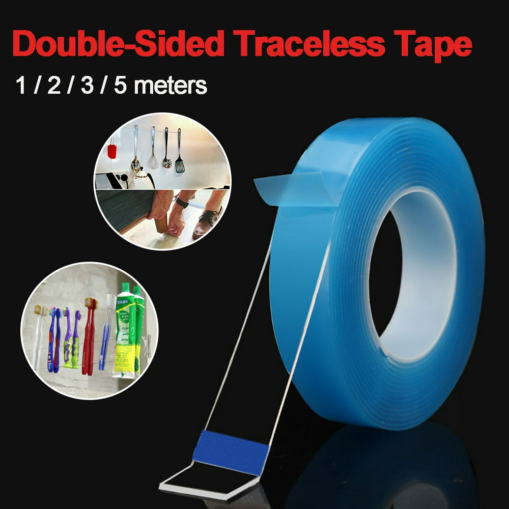 1/2/3/5M Reusable Double Sided Tape Heavy Duty Adhesive Transparent