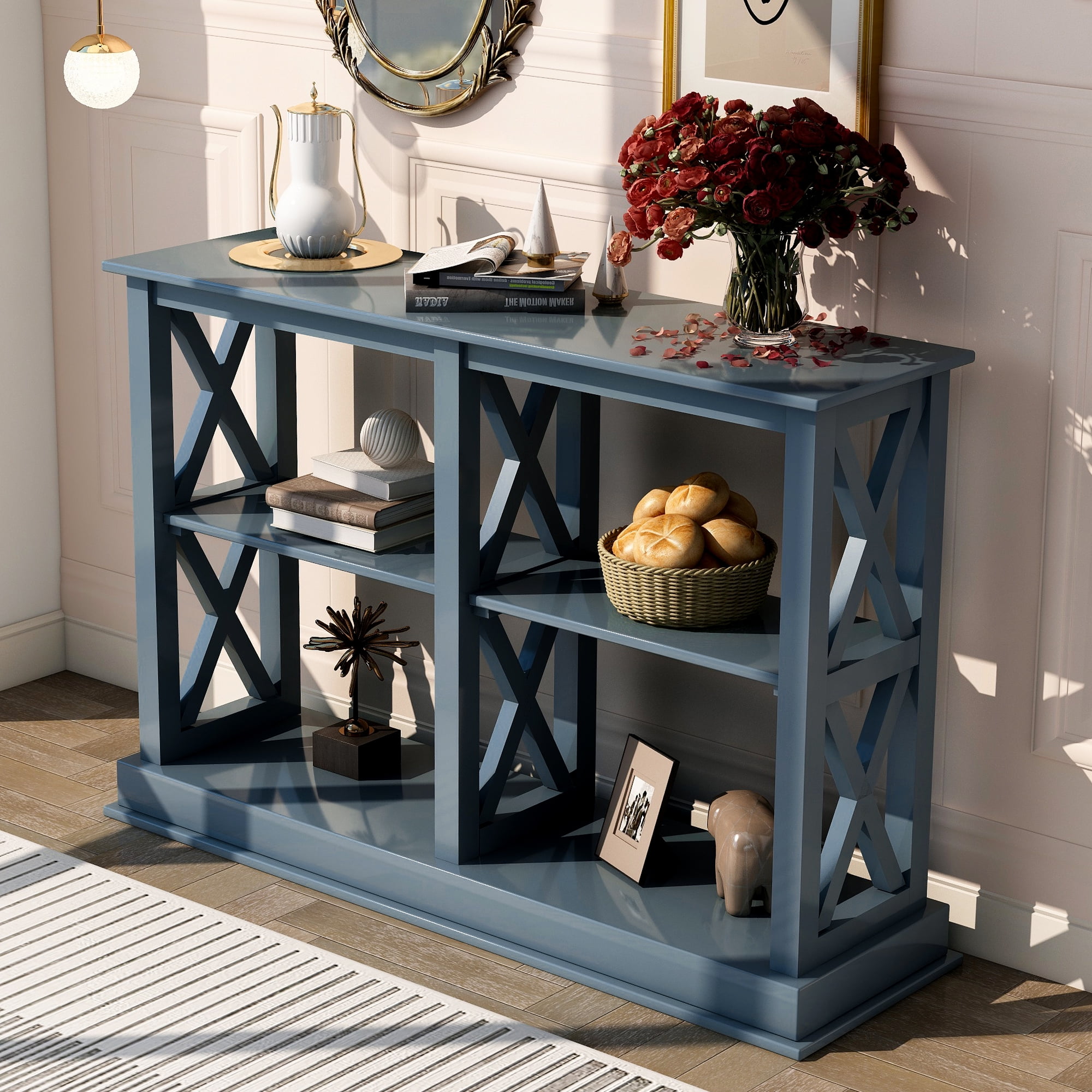 Details about   Entryway Console Table with 3-Tier Open Storage Spaces Narrow Sofa Entry Table 