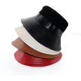 thumbnail image 6 of CoCopeaunts Bucket Hats for Women Pu Splicing Leather Bucket Hat Outdoor UV Protection Foldable Hiking Lady Fashion Fisherman Hat, 6 of 8
