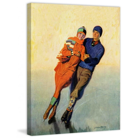 Marmont Hill Skating Couple by McClelland Barclay Painting Print on Canvas