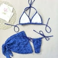 thumbnail image 5 of 3 Piece Swimsuits for Women Halter Triangle Bikini Sets with Floral Mesh Sarong Skirt Cover Up 3D Rose Flower Bathing Suits Beachwear, 5 of 8