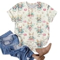 thumbnail image 4 of Craaazy Women's Loose Fit Multi-Design Easter Bunny Print Crew Neck Short Sleeve Top - Festive Casual Spring Graphic T-Shirt Gifts, 4 of 5