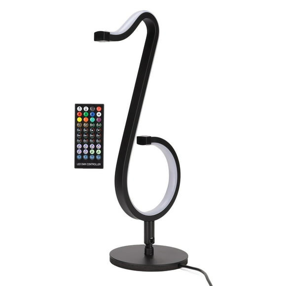 Musical Note Table Lamp, 180 Degree Rotation Musical Note Lamp Black Low Power Consumption Smart Wick for Bedside for Bedroom for Living Room