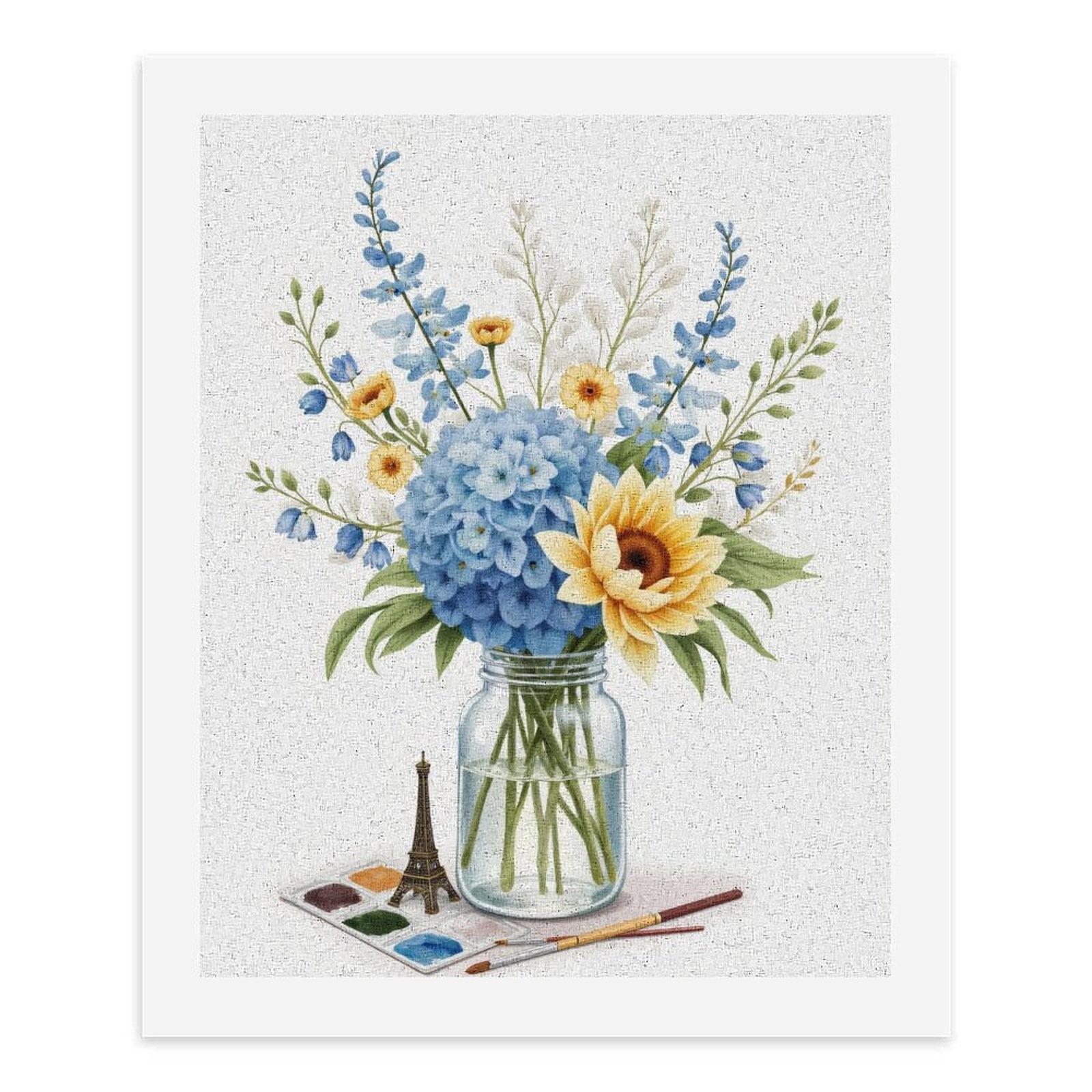 Paint By Numbers Kit for Adults Beginner - Blue Bouquet Sunflower Jar Art DIY Canvas Painting Kits for Adults, Frameless Paint By Number for Adults for Home Wall Decor 16x20 Inch