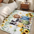 thumbnail image 3 of Area Rug 48×72in, Watercolor Country Dogs Floor Carpet Living Room Rug, Sunflowers Daisy on Wood Non-Slip Welcome Mat Indoor Rugs for Bedroom Dining Room, 3 of 9