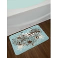 thumbnail image 2 of Grunge Bath Mat, Murky Floral Dragonfly Background with Swirls and Petal Retro Graphic, Non-Slip Plush Mat Bathroom Kitchen Laundry Room Decor, 29.5 X 17.5 Inches, Pale Blue Chestnut Brown, Ambesonne, 2 of 2