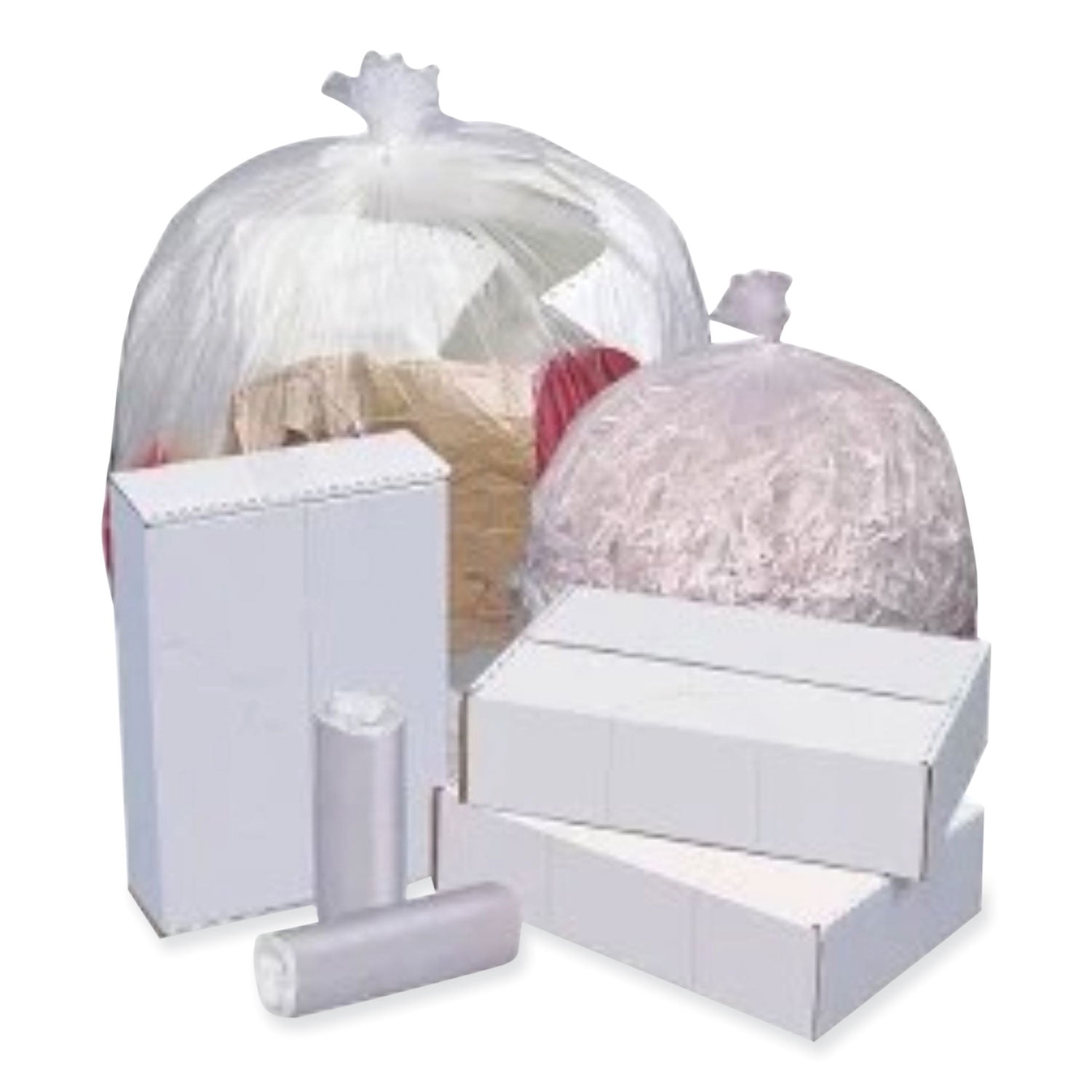 GEN High Density Can Liners, 56 gal, 14 mic, 43" x 46", Natural, Interleaved Roll, 25 Bags/Roll, 8 Rolls/Carton