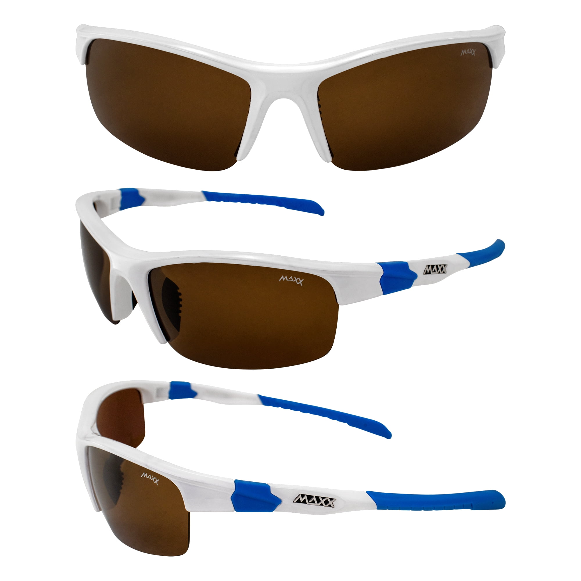 Maxx Switchback Brown Polarized Lenses White Frame Sports Sunglasses