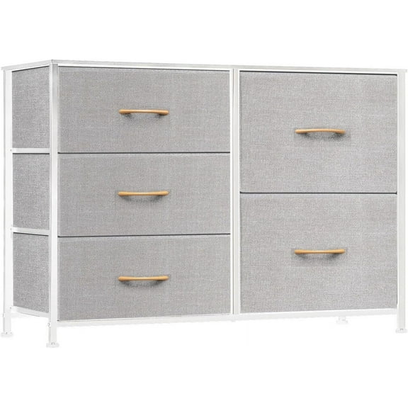 YYEAN Dresser for Bedroom, Dresser for Closet with 5 Drawers, Small Fabric Dressers & Chests of Drawers for Kids Bedroom,Nursery, Living Room, Hallway