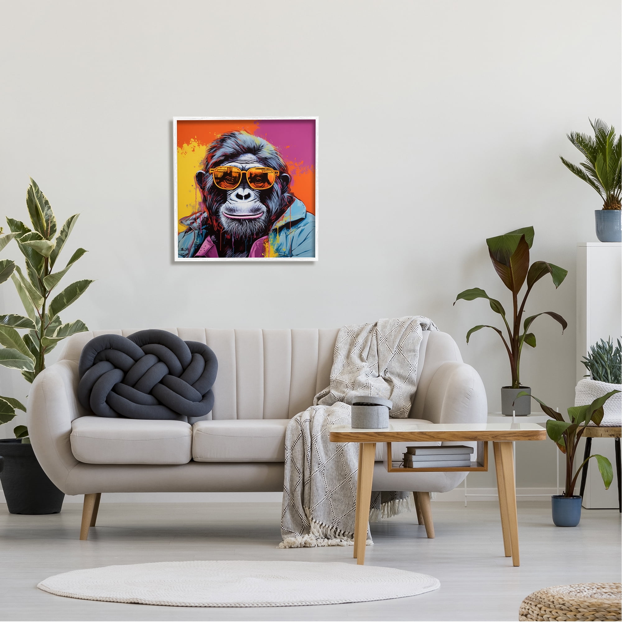 Stupell Industries Modern Urban Gorilla Animals & Insects Painting White Framed Art Print Wall Art, 24 x 24