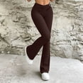 thumbnail image 5 of cocolona Womens Summer High Waist Flare Leggings Solid Color Elastic Waist Wide Leg Stretch Slim Yoga Pants, 5 of 5