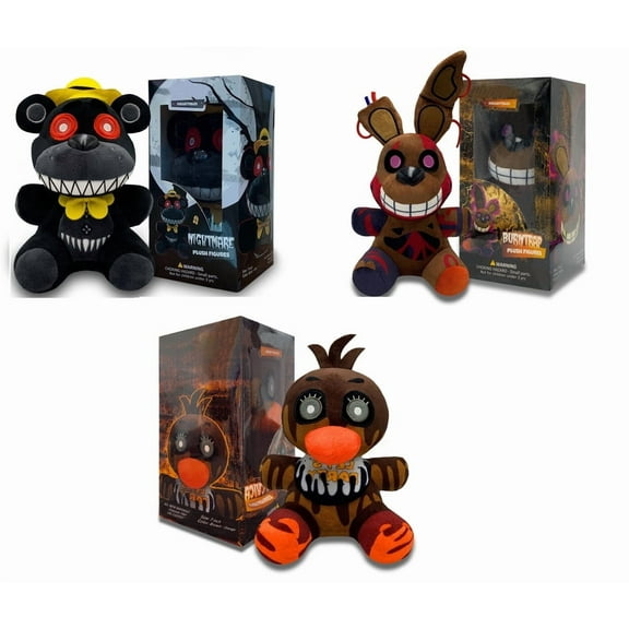 Collectible Stuffed Combo 3 Character Nightmare Plush   Phantom Chica Plush   Burntrap Plush Birthday Gift For Kids, For All Ages, 7 plush