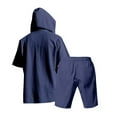 thumbnail image 5 of Timoontee Men's Short Sleeve Hoodies with Shorts Sets Loose Summer Casual Sets Lightweight Beach 2 Piece Sets Breathable Tracksuit for Hiking Workout Etc Navy XXL, 5 of 9
