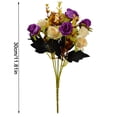 thumbnail image 2 of Ramo de rosas de cristal artificial Ceremonia de banquete de boda Decoración floral de tela de seda rosa falsa, Morado oscuro Bewildely HA6935-06B, 2 of 6