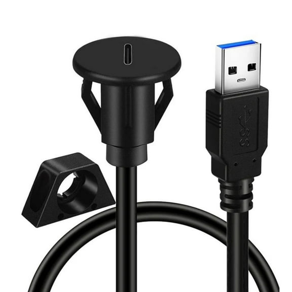 USB3.0 Type C Flush Mount Extension Cable for Dashboards Mount Waterproof Cord
