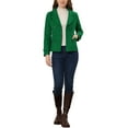thumbnail image 2 of Abrigo de doble botonadura con solapa de pico para mujer INSPIRE CHIC, color verde, de lana para invierno, 2 of 6