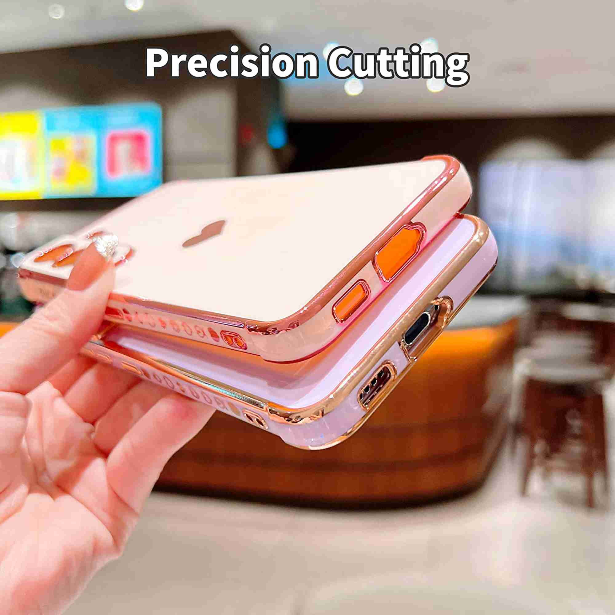 Dteck for Samsung Galaxy S22 5G Case, Shockproof Cute Luxury Love Heart Plating Phone Case Full Camera Protection Raised Reinforced Corners Cover, Purple