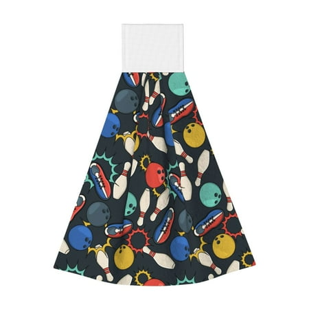 

Adobk Bowling Ball Print Coral Velvet Hand Wipes Fashion Hanging Kitchen Towel for Bathroom Washcloth Absorbent Tie Towel