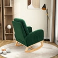 thumbnail image 4 of Rocking Chair, Modern Sherp Upholstered Accent Glider Chair with High Back and Side Pocket, Tufted Armchair Lounge Chair with Rubber Wood Legs for Living Room, Bedroom, Office, Green, 4 of 7