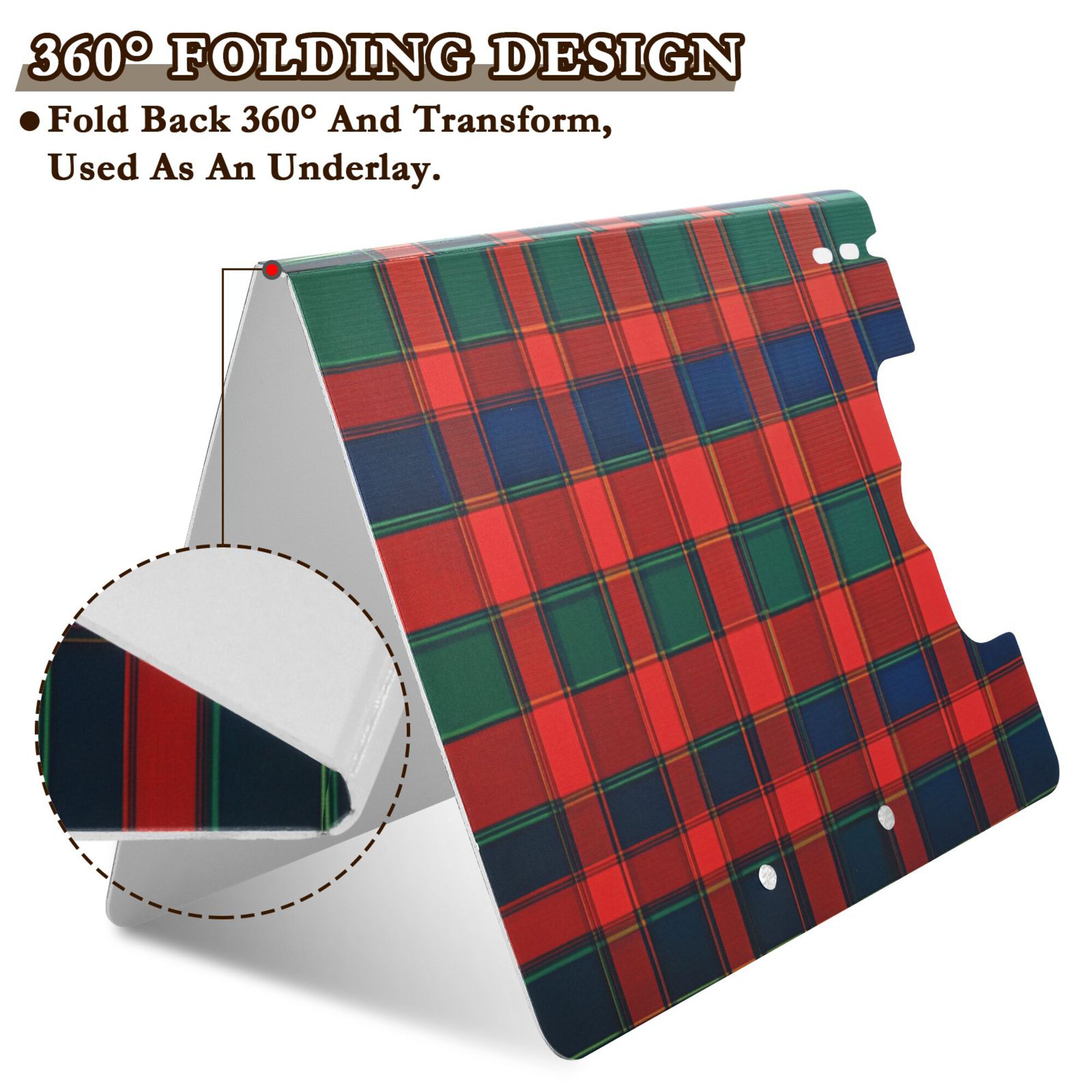 FORMRS A4 Clipboard Folder with Pen Holder Horizontal Foldable School Office Binder, Red and Blue Pattern