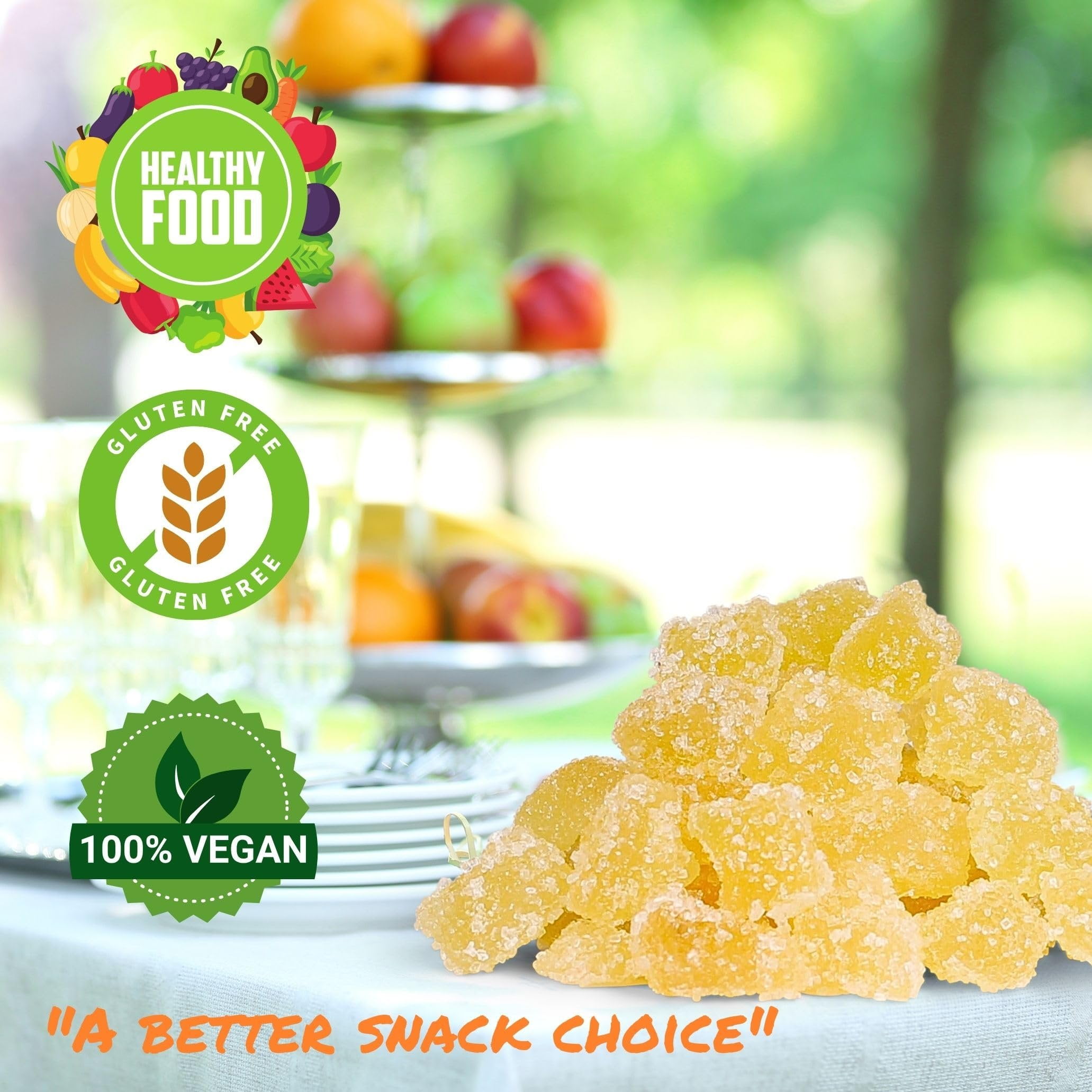 Crystallized Ginger Dices by It's Delish, 2 Lbs Bulk Bag  Candied Dried Ginger Fruit Chews Natural Candy, Ginger Root with Sugar Crystals, Unsulphured, No Color Added - Healthy Snack, Vegan, Kosher