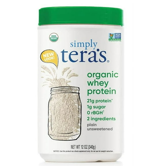 Simply Tera's Organic Whey Protein, Plain Unsweetened, 12 oz (340 g)