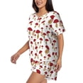 thumbnail image 2 of Bixox Women's Red Mushroom Printed Pajama Set 2 Piece Lounge Set Top and Shorts Soft Pajamas, Shorts with Pockets, 2 of 7