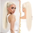 thumbnail image 1 of Yanonmyfd Black Straight Drawstring Ponytail Extension - 28 Inch Long Straight Drawstring Ponytail Extension Natural Looking Fluffy Soft Synthetic Cheer Posh Pony Tails Hairpieces Daily Party, 1 of 38