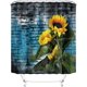 thumbnail image 3 of Cortina de ducha de tela rústica con diseño de girasoles, decoración de baño con ganchos, impermeable, lavable, 183 x 183 cm, amarillo, verde y azul, 3 of 5