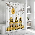 thumbnail image 5 of Yellow Bees Gnomes Shower Curtain, Waterproof Shower Curtains for Bathroom, Spring Floral Branches Modern Art Washable Fabric Bathtub Curtain Set Bath Decor with 12 Hooks Standard 72"x72", 5 of 6