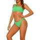 thumbnail image 4 of Conjuntos de Bikini de Una Sola Manga para Mujeres, 2 Piezas, Parte Inferior Triangular Asimétrica, Trajes de Baño Deportivos, Verde Medio, 4 of 5