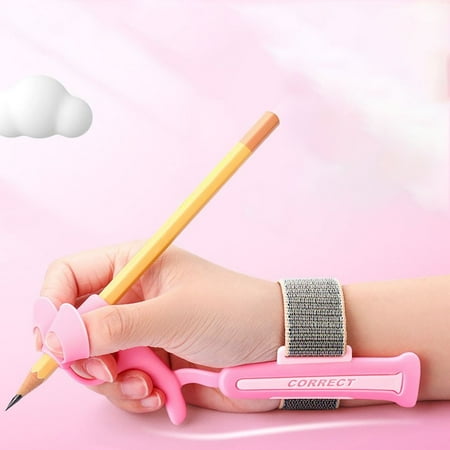 Handwrite Office Aid Handwriting Auxiliary Device Preschoolers Pencil Gripper Writing Corrector Trainor Toddler Handwriting aid Tools Writing Posture Correction Tools Wrist Brace Tool PINK