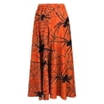thumbnail image 5 of WFJCJPAF 2024 New Halloween Clearance! Skirt for Women Clearance under $10.00,Women's Casual Flowers Printed A-line Elastic Waist Skirt - Orange M, 5 of 6