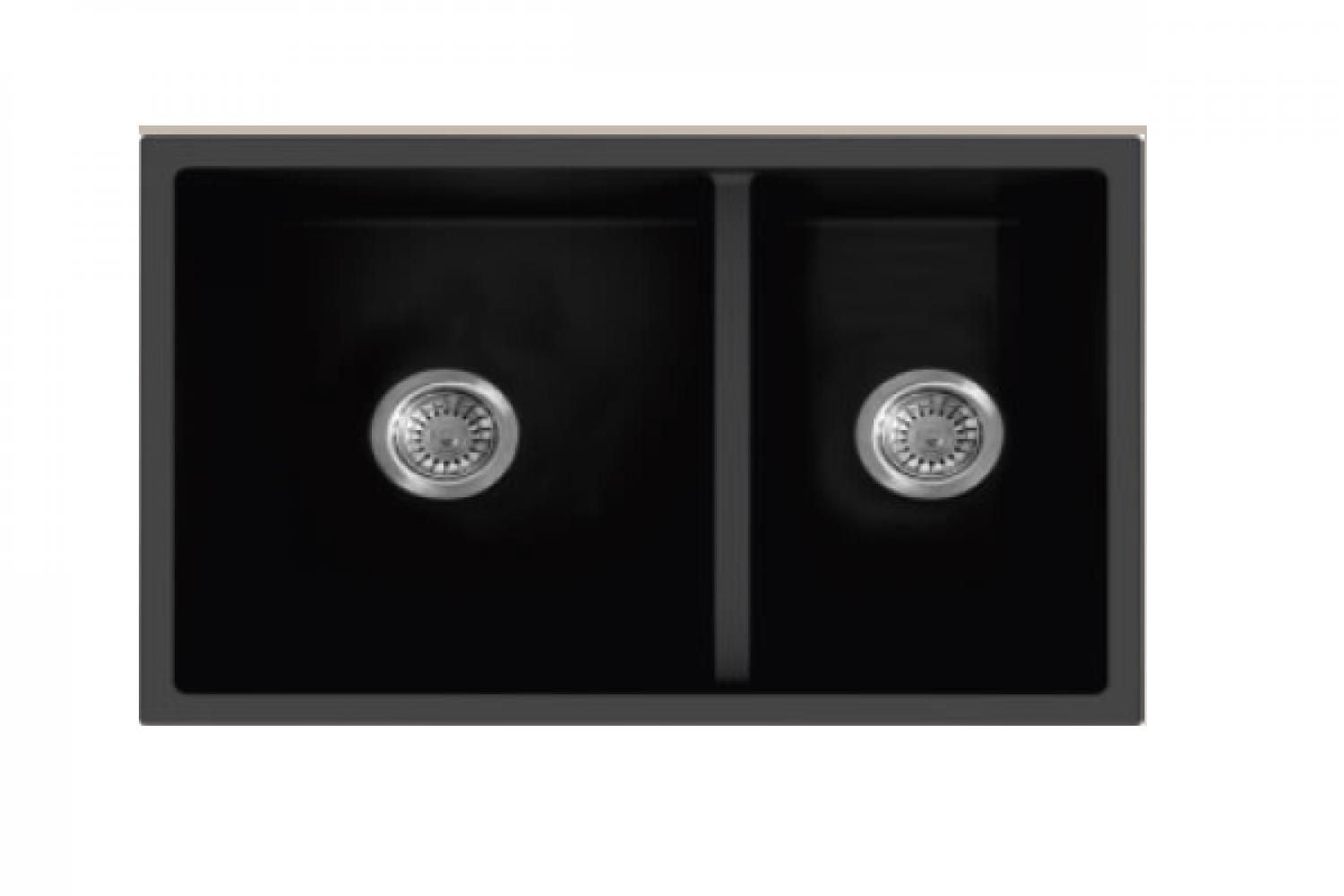 American Imaginations 27 pouces. Évier de cuisine composite en granit noir W avec 2 bolsAI-34463