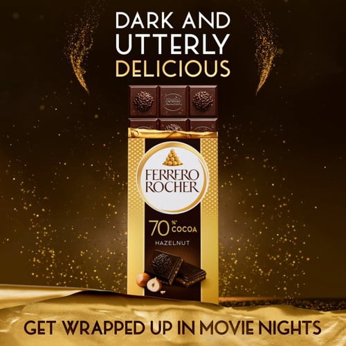 Ferrero Rocher 70% Dark Chocolate Bar 90g, British Import (Pack of 3)