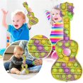 thumbnail image 2 of Guitar Shape Push Bubble Fidget Sensory Toy, Silicone Push Pop Bubble Gadget Toy for Autism Special Needs Stress Reliever, Extrusion Bubble Sensory Fidgets Stress Figit Toy (Multi), 2 of 7