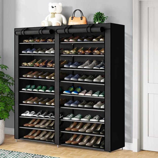 ZRJJTQ Zapatera de 9 Niveles, Organizador de Zapatero, Zapatero de Tela de 9 Niveles, Zapatero Organizador para 54 Pares, 9 Tier Zapatera de Gran Capacidad con Cubierta