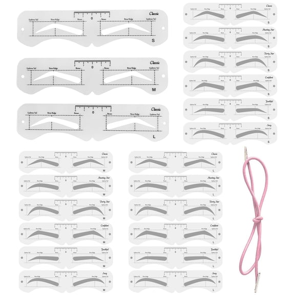USTOP 3 Size Eyebrow Stencils, 6 Styles, Soft, Reusable Eyebrow Template Kit with Strap