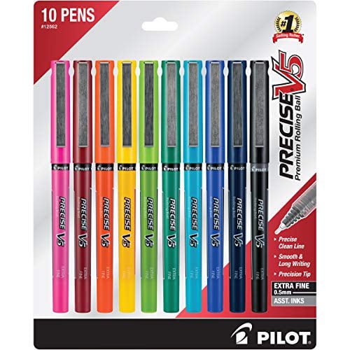 Pilot Precise V5 Stick Rolling Ball Pens, Extra Fine Point 0.5mm, 10