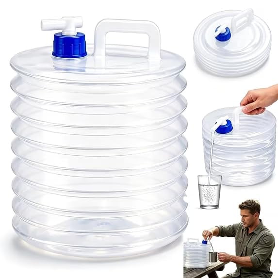 Collapsible Water Container, Foldable Water Jug with Spigot, 3/5/10/15L Multi Capacity Portable Water Storage for Camping Hiking RV Travel Picnic Emergency Prep
