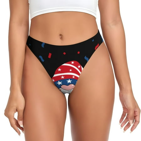 Sigee Gnome Independence Day for Women s G-String Panty  Low Rise  Soft Lace Perfect for Everyday Wear or Special Occasions-Small
