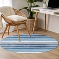 thumbnail image 5 of Northern Europe Round Area Rugs 3 ft, Blue Vintage Stripes Washable Small Area Rug with Non-Slip Sturdy Edge Binding Round Front Door Mat Floor Carpet for Entryway, 5 of 9