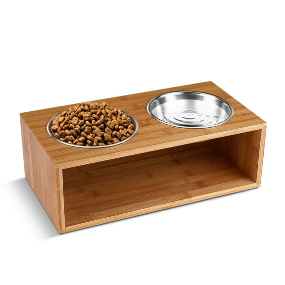 Bamboo Style Elevated Dog and Cat Feeder Bowl