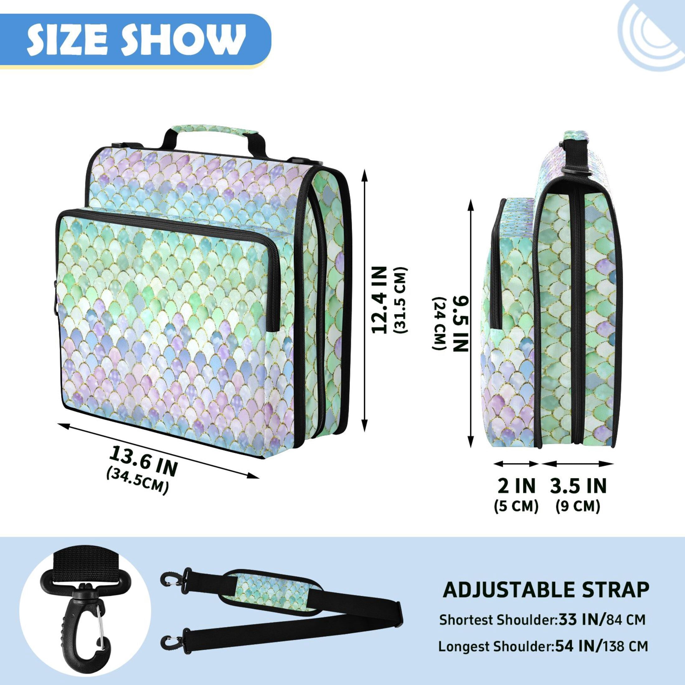 ALAZA Zipper Binder Glitter Scales Pattern 2 inch 3 Ring 500 Sheet Capacity Trapper Keeper File Folder Organizer Bag